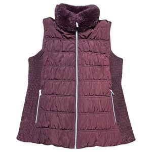 Calvin Klein Womens Size XL Extra Large Purple Faux Fur Puffer Vest Fall/winter